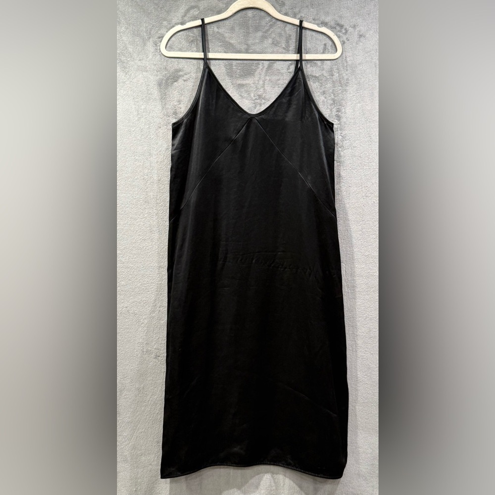 Everlane Black Satin Slip Dress Women's Size 4 Triacetate Sleeveless Party